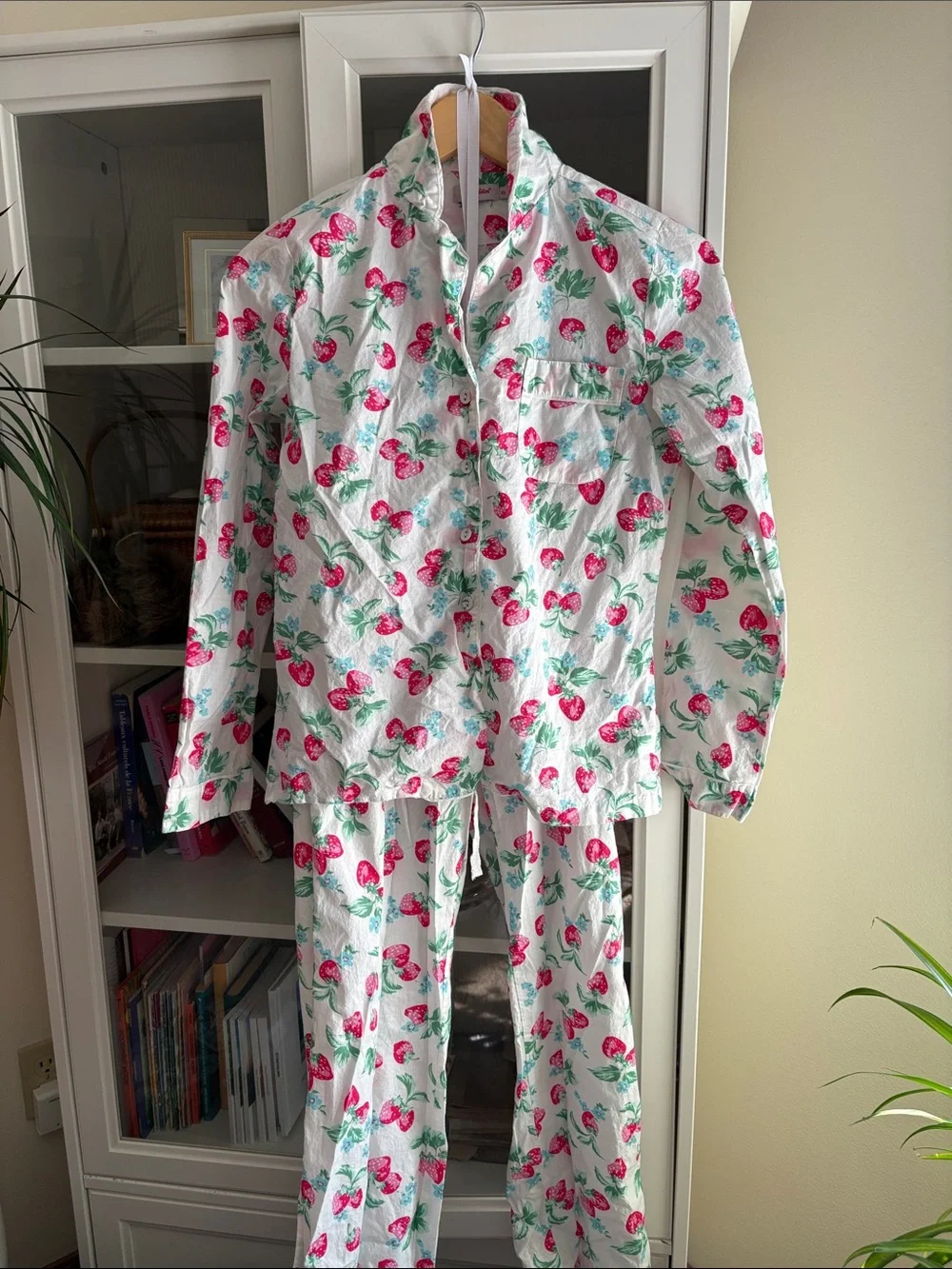 Cath Kidston London White Strawberry-Print Pajama Set